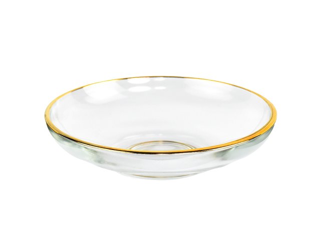 Skleněný podšálek se zlatým okrajem 10 cm