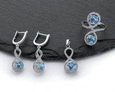 Stříbrná souprava Nekonečno, světle modrá, vel.6