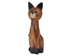 Dřevěná dekorace Sedící kočka 25 cm