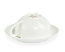 Porcelánový šálek Sabine s podšálkem, bílý, 180 ml