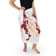 Sarong - Pareo BUN, motýli, červená, II. jakost