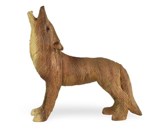 Dřevěná soška Vlk 20 cm - varianta A