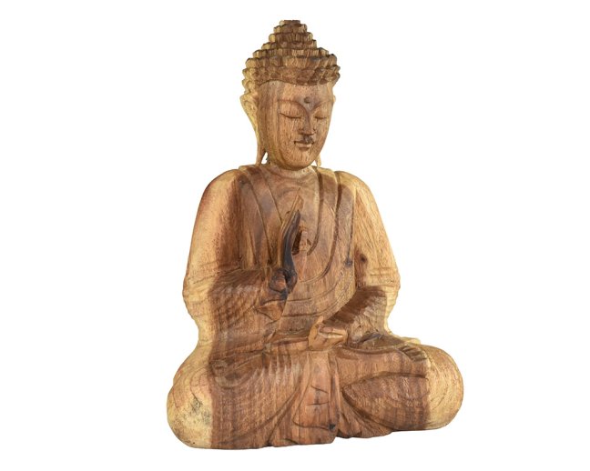 Dřevěná soška Buddha 30 cm natural - Vitarka mudra - učení - var. B