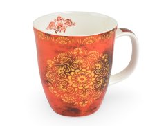 Porcelánový hrnek Tiziana, červenoranžový, zdobný dekor, 400 ml