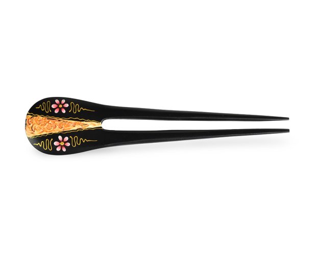 Jehlice do vlasů double gold Květy 02 - červené