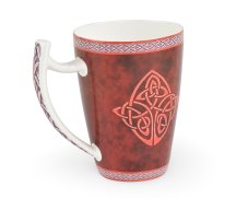 Porcelánový hrnek Celtic, červený, keltský dekor, 500 ml