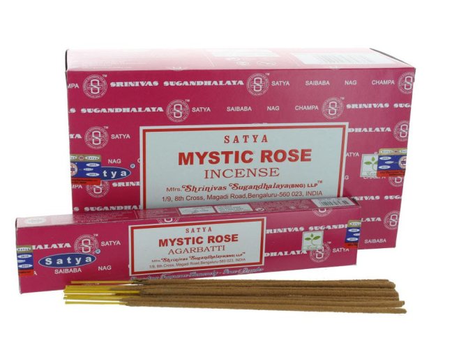 Indické vonné tyčinky Schrinivas Satya Mystic Rose 15 g Indické vonné tyčinky Schrinivas Satya Mystic Rose 15 g