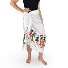 Sarong - Pareo BUN, Afro tanec, bílý, II. jakost