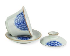 Porcelánový zhong/gaiwan Blue Flower, světlý, modrý květ, 160 ml