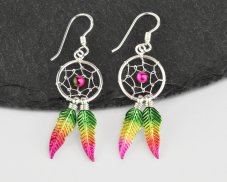 Stříbrné visací náušnice, Lapač snů multicolour