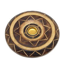 Stojan na vonné tyčinky dřevěný talíř Antique 10 cm