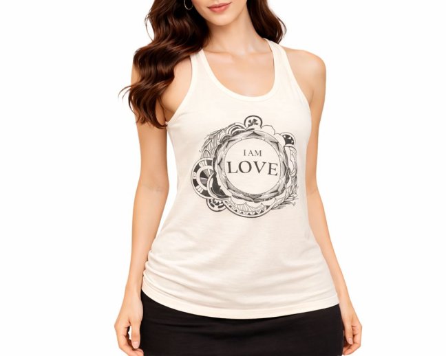 Dámské tílko I AM LOVE, bavlna, krémové - Velikost: XL