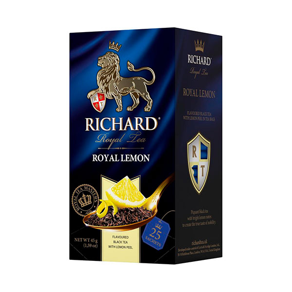 Černý aromatizovaný čaj Richard Royal Lemon (25 sáčků) 42,5 g