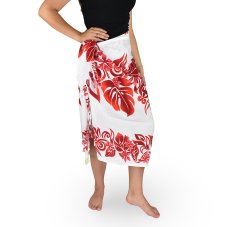 Sarong - Pareo BUN, monstera, červená, II. jakost