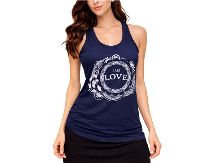 Dámské tílko I AM LOVE, bavlna, tmavě modré - Velikost: L
