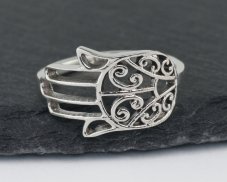 Stříbrný prsten Hamsa velká