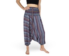 Harémové kalhoty aladin NATSU, proužky, modrá, se šňůrkou