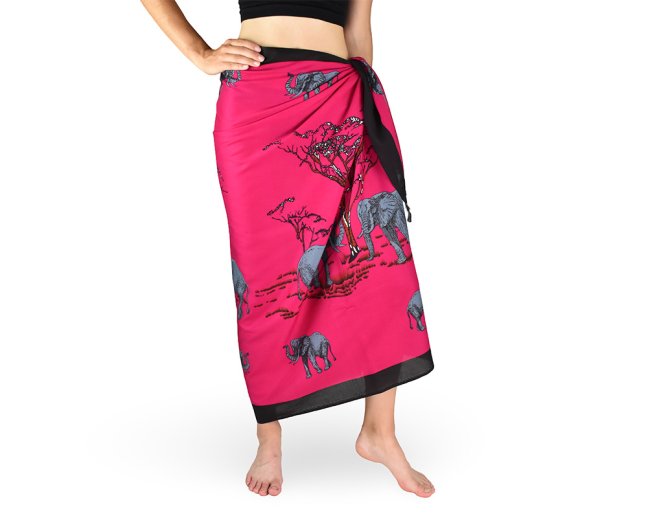 Sarong - Pareo REN, sloni, růžová