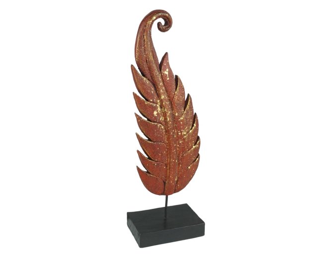 Dřevěná dekorace Twisted Leaf červená pravá - malá