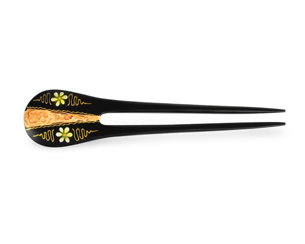 Jehlice do vlasů double gold Květy 02 - žluté