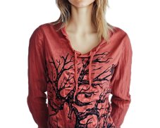 Tričko dlouhý rukáv SURE, Strom ÓM, červené, vel. L