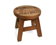 Stolička dřevěná dekor hroch - II. jakost