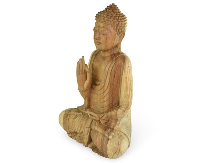 Dřevěná soška Buddha 40 cm natural - Vitarka mudra - učení