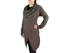 Kardigan ADA s límcem, dvoucestný zip, hnědý