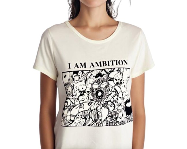 Dámské triko I AM AMBITION, bavlna, krémová - Velikost: M