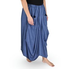 Sukně dlouhá YANI s kapsami, jednobarevná, modro-šedá