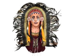 Závěsná dekorace Indiánská náčelnice s čelenkou 120 cm - var. A