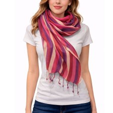 Šátek viskóza 200cm x 70cm pruhy multicolor AL