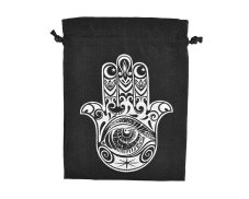 Dárkový stahovací pytlíček Hamsa - černý - 11 x 14 cm