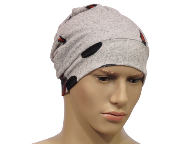 Čepice šedá, červené kapky