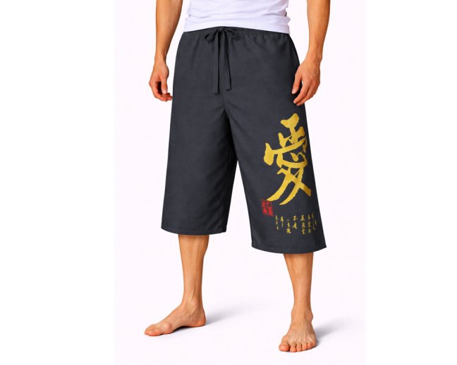 Kalhoty Nippon krátké, bavlna, šedé, láska
