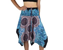 Sukně krátká TUNDE, mandala trojzubec, modro-červená