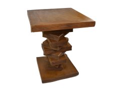 Dřevěný vyřezávaný stůl Dark Books 77 cm