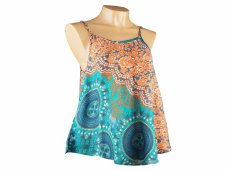 Dám. top široký, špaget. ram.,mandaly a růže, zeleno oranž