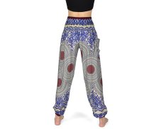 Kalhoty Joga WASTE, béžové, modré květy