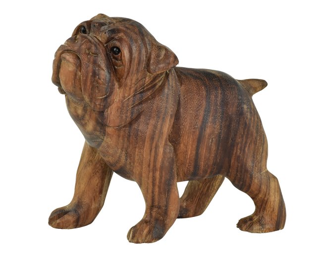Dřevěná soška Bulldog 18 cm - varianta B