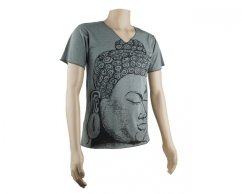 Pánské triko NIDHI s potiskem, Buddha, světle šedé, vel. M