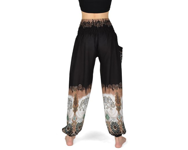 Kalhoty Joga WASTE, hnědé, zelené, sloni