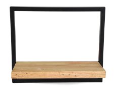 Dřevěná nástěnná police s kovovým rámem Mileson 30 x 36 cm