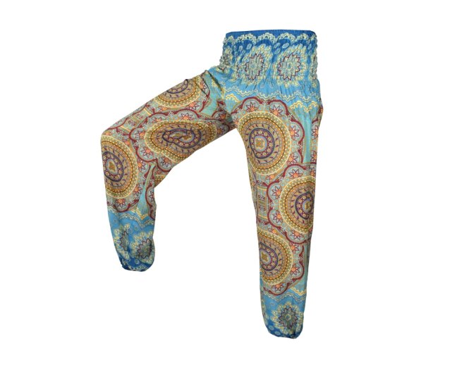 Kalhoty Joga WASTE, tyrkysové, mandaly