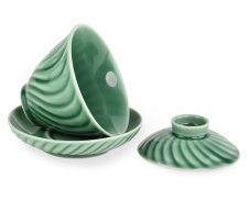 Porcelánový zhong/gaiwan Stripes, zelený, dekor pruhů, 180 ml