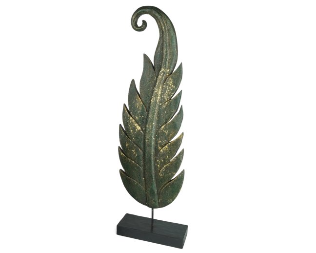 Dřevěná dekorace Twisted Leaf zelená levá - velká