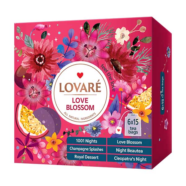 Kolekce čajů Lovaré Love Blossom (90 sáčků) 165 g