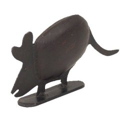 Soška myš dřevěná s kovem 15 x 7 cm