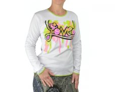 Dámské triko s dlouhým rukávem BE LOVED, bílé, LOVE