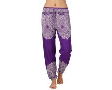 Kalhoty Joga WIN , bavlna, fialové, bílé mandaly